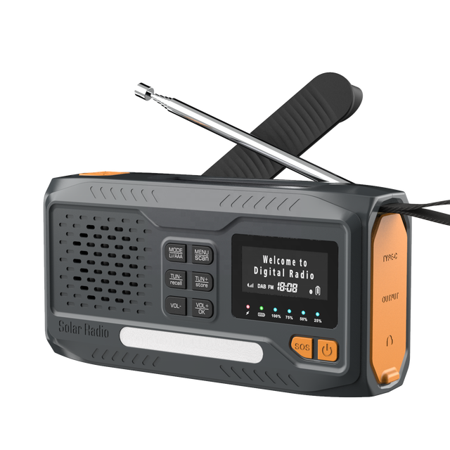 2023 Newest Outdoor Emergency DAB+ Radio Wireless Speaker Hand Crank Solar Powered SOS Alarm Flashlight/Power Bank 2000mAh