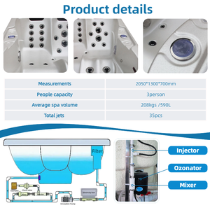 Bañera de hidromasaje inteligente de alta calidad para 3 personas al aire libre - Product Image 3