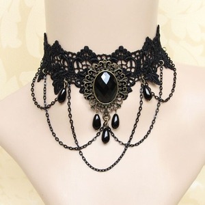 Genuine Popular Black Vintage Geometric Gothic Lace <b>Velvet</b> Zinc Alloy <b>Choker</b> Water Drop Necklace Jewelry for Women Party - Product Image 1