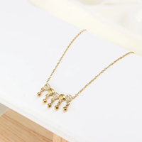 Pulsera de Acero Inoxidable Chapada en Oro PVD de 14K de Alta Calidad al por Mayor con Cinco Bolas, Joyería de Moda para Mujer, Hipoalergénica