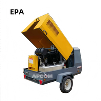 Compresseur d'air mobile diesel certifié EPA 5m3 APCOM Compresor 8 7 bar DEUTZ Kubota Engine 7bar Cummins 185cfm 185 Cfm 8bar