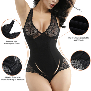 HEXIN <span class=keywords><strong>Body</strong></span> une pièce en maille et <span class=keywords><strong>dentelle</strong></span> noires Queen de haute qualité Modifie le corps Bodys pour femmes Shapewear - Product Image 2