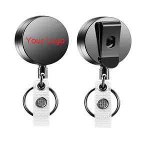 4cm Metal Retractable Key Chain Manufacturer Badge Reel With ID Card Holder Badge Reel Easy To Pull Buckle
