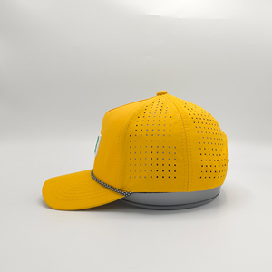 Casquette de baseball en polyester avec cordon, logo en caoutchouc découpé au laser, 5 panneaux, imperméable, haute qualité, personnalisable, pour le sport, vente en gros - Product Image 4
