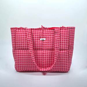 Wholesale CDHAT Cotton Tote Bag Large Capacity <b>Quilted</b> Shoulder Bag Reusable Shopping <b>Handbag</b> Hasps Closure for Daily Travel - Product Image 1