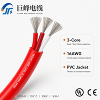 Câble PVC rouge 3 conducteurs UL20549 pour instrumentation industrielle, 16AWG, cuivre étamé torsadé, double blindage, IP44, fil 3C
