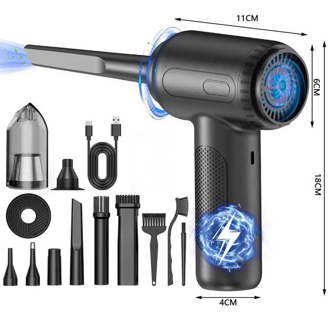 Mini Vacuum Air Duster 3 in 1 Cordless Handheld Vacuum, USB Rechargeable Portable Car Vacuum Cleaner Cordless Fan