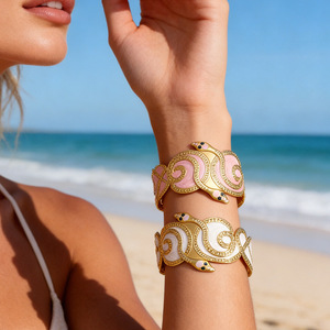 Brazalete con Diseño de Serpiente, Chapado en Oro de 18k, Joyería de Moda para Mujer, Accesorio de Playa - Product Image 1