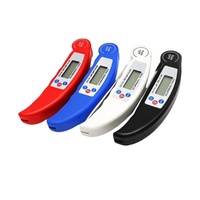 Termometer Daging Digital Plastik Murah, Lipat, Tahan Air, Mati Otomatis, Layar LCD untuk Dapur, BBQ, Bacaan Instan, Rumah Tangga