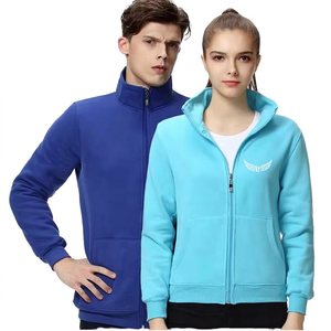 Unisex Fleece <b>Jacket</b> Solid Color Stand Collar Zipper Embroidered Logo Casual Autumn Wear Regular Fit - Product Image 1