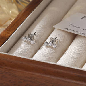 Pendientes De Empalme Doble Joyas De Acero Inoxidable Al Por Mayor Pendientes De Oro Galvanizado De Acero Titanio 18K - Product Image 4