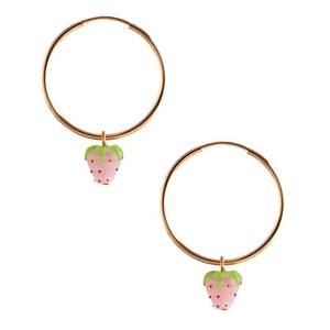 2025 haute qualité délicate belle rose émail argent fruits bijoux en argent Sterling plaqué or fraise boucles d'oreilles goutte - Product Image 4