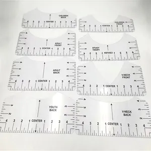 Consegna FBA 8 pezzi guida di posizionamento in PVC trasparente righello strumento di centraggio guida abbigliamento strumento di allineamento t-shirt righello