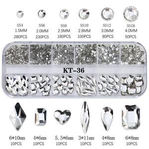 Decoraciones de Uñas con Diamantes de Fondo Plano en Forma de Gota de Agua, Paquete de 12 Unidades, Venta Caliente - Product Image 6
