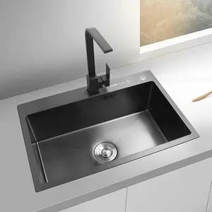 Fournisseur d'évier de <span class=keywords><strong>cuisine</strong></span> noir montage supérieur fait à la main ss évier de <span class=keywords><strong>cuisine</strong></span> meubles en acier inoxydable - Product Image 1
