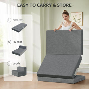 Matelas pliable de 4 pouces, canapé-<span class=keywords><strong>lit</strong></span> pliable, matelas surmatelas en mousse haute densité respirant, <span class=keywords><strong>lit</strong></span> d'appoint portable avec housse lavable - Product Image 4