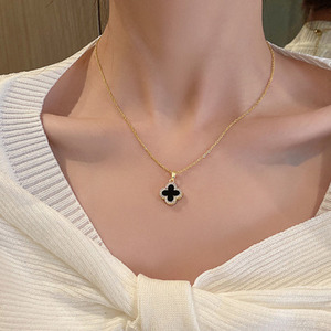 <span class=keywords><strong>Collana</strong></span> a catena <span class=keywords><strong>quadrifoglio</strong></span> elegante stile donna autunno inverno placcato oro luce di lusso Instagram popolare - Product Image 6