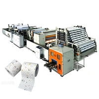Machine automatique de laminage et de rembobinage de rouleaux Maxi, équipement de découpe, perforation et déroulement de rouleaux de papier tissu avec fabrication de queues collées