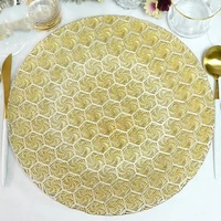 Nouvelle conception Assiettes de présentation en verre dorées de 13 pouces pour événements et fêtes, en forme de rose, pour mariage, vente en gros