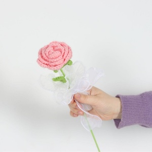 ช่อดอกกุหลาบถักมือจากเส้นด้ายสำเร็จรูป <span class=keywords><strong>ของ</strong></span>ขวัญสำหรับเทศกาลฉีซีและวันวาเลนไทน์ในจีน - Product Image 4