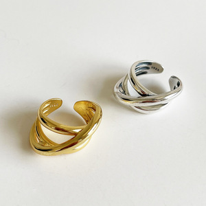Línea geométrica de moda 925 anillo de plata para Mujeres Hombres 18K chapado en oro plata esterlina 925 ajustable anillo abierto joyería al por mayor - Product Image 6