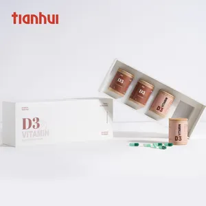 Tianhui صناديق ورقية فارغة بيضاء مع أنبوب ورقي صغير صناديق تغليف هدايا للكابسولات الصحية بفيتامين