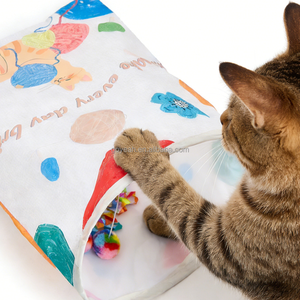 Tunnel pour chat en <span class=keywords><strong>papier</strong></span> froissé, sac interactif pour jeu autonome, cachette pour chat, tunnel-lit avec balle suspendue - Product Image 6
