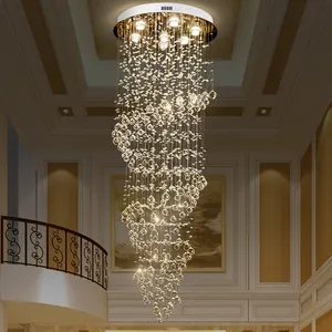 Lampadario di cristallo moderno semplice scala Duplex lungo lampadario Hotel Villa lampada casa illuminazione interna di lusso