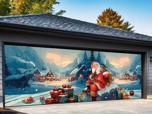 Bannière de porte de <span class=keywords><strong>garage</strong></span> Père Noël, grande peinture à l'huile de Noël, toile de fond de Noël pour la décoration de fête, vente en gros d'articles de Noël - Product Image 5