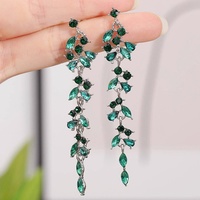 Ruban feuille d'érable gland longues boucles d'oreilles pour les femmes brillant strass mariage boucles d'oreilles fête bijoux cadeaux