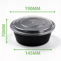 Conteneur en plastique rond de 1250 ml, boîtes en plastique durables