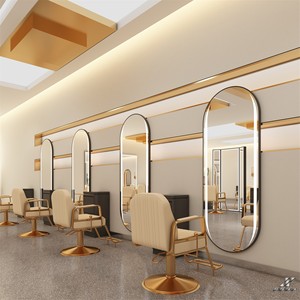 Modern European Style Gold Wall <b>Mirror</b> LED Light Simple <b>Mirror</b> Wall Mounted <b>Salon</b> Furniture Barber Fashionable Beauty <b>Salons</b> - Product Image 4