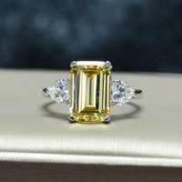 Bijoux MuShan : Nouveauté de Luxe – Argent Plaqué Platine, Pierre Précieuse Synthétique Taille Émeraude 5 Carats (12*8 mm), Design Niche Cube Sucre pour Soirée