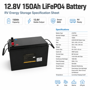 Pack de batteries LiFePO4 BSY LN5 H8 DIN Standard 12,8V 150Ah avec BMS intelligent intégré <span class=keywords><strong>pour</strong></span> voiture, yacht, <span class=keywords><strong>camping</strong></span>-<span class=keywords><strong>car</strong></span>, système solaire - Product Image 2