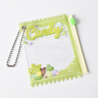 Sacs à bonbons personnalisés en PVC mignon avec fermeture éclair, porte-cartes photo en plastique acrylique, carte vierge avec porte-badge à clé