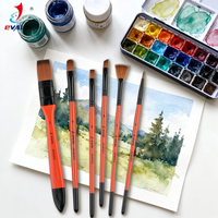 Ensemble de 6 pinceaux professionnels à haute absorption avec manche en bois de bouleau orange pour la peinture à l'huile, à l'acrylique et à l'aquarelle