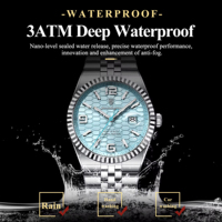 Montre-bracelet pour homme Poedagar 839, cadran bleu glace en nid d'abeille, bracelet en acier inoxydable, affichage de la date, montre à quartz décontractée de luxe