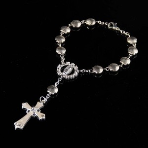 Pulsera de <span class=keywords><strong>Rosario</strong></span> con Cuentas Planas en Forma de Concha de Vieira de 8mm, Plateada en Plata Antigua, de Aleación Vintage - Product Image 2