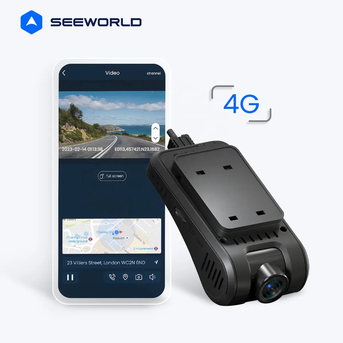 Seeworld V5 1080P 4G Truck Dashcam Autocamera Met Gps Tracking App