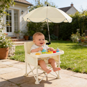 Moderner Klappbarer Kunststoff-Kinder-Camping- und Strandstuhl mit Sonnenschutz-Schirm für Essbereiche - Product Image 2