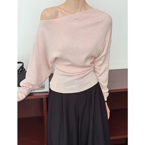 Juzhi – <span class=keywords><strong>pull</strong></span> tricoté à <span class=keywords><strong>col</strong></span> <span class=keywords><strong>bateau</strong></span> pour femme, couleur unie, minimaliste, coupe cintrée, manches longues, nouvelle collection début d'automne, 559-1 - Product Image 1