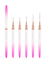 Ensemble professionnel de 5 pinceaux à ongles en métal avec manche métallique, outils de manucure pour la sculpture florale et la peinture sur ongles