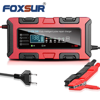 Chargeur de batterie intelligent FOXSUR BC-122410F 12V/24V 10A avec réparation par impulsions et entretien pour batteries de voiture, moto, LiFePO4, plomb-acide et AGM