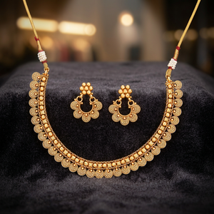 Latest Best Hot Selling Antique Plain Matte Gold Plated Delicate Necklace <b>Set</b> Arabic <b>Jewellery</b> for Wedding Engagement Party - Product Image 2