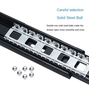 Guida scorrevole per cassetti con ammortizzatore, binario a tre sezioni, silenzioso, in acciaio laminato a freddo rinforzato, per guardaroba - Product Image 3