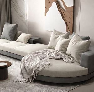 Juego de Sofás Modulares de Lujo con Chaise Longue Curva, Diseño Moderno, Tela de Alta Gama, Fabricante de Sofás para Sala de Estar - Product Image 1