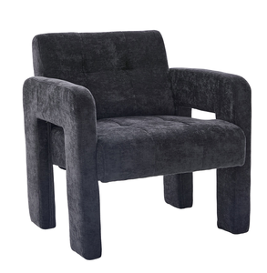 Fauteuil individuel moderne et minimaliste en chenille, avec dossier haut, pour salon, chambre ou bureau, écologique - Product Image 1