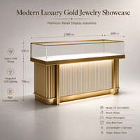 Moderne Luxus-Goldschmuck-Vitrine mit LED-Beleuchtung für Hochwertige Einzelhandelspräsentation