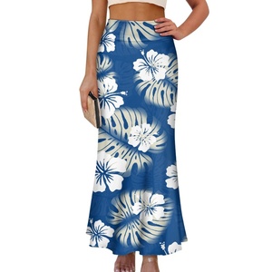 Fabricant Jupes midi pour filles en tissu extensible décontracté de créateur polynésien imprimé personnalisé populaire - Product Image 3