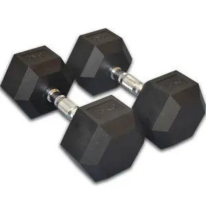 Custom made pound kg high quality fixed rubber coated hexagonal dumbbell